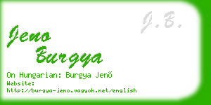 jeno burgya business card